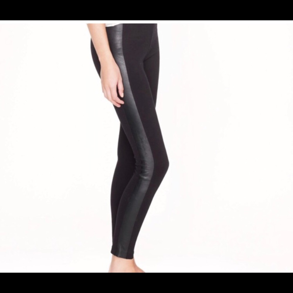 J Crew Leather Tuxedo Stripe Pants